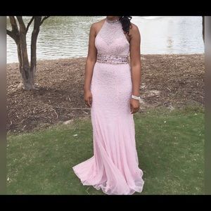 Pink pearl prom dress